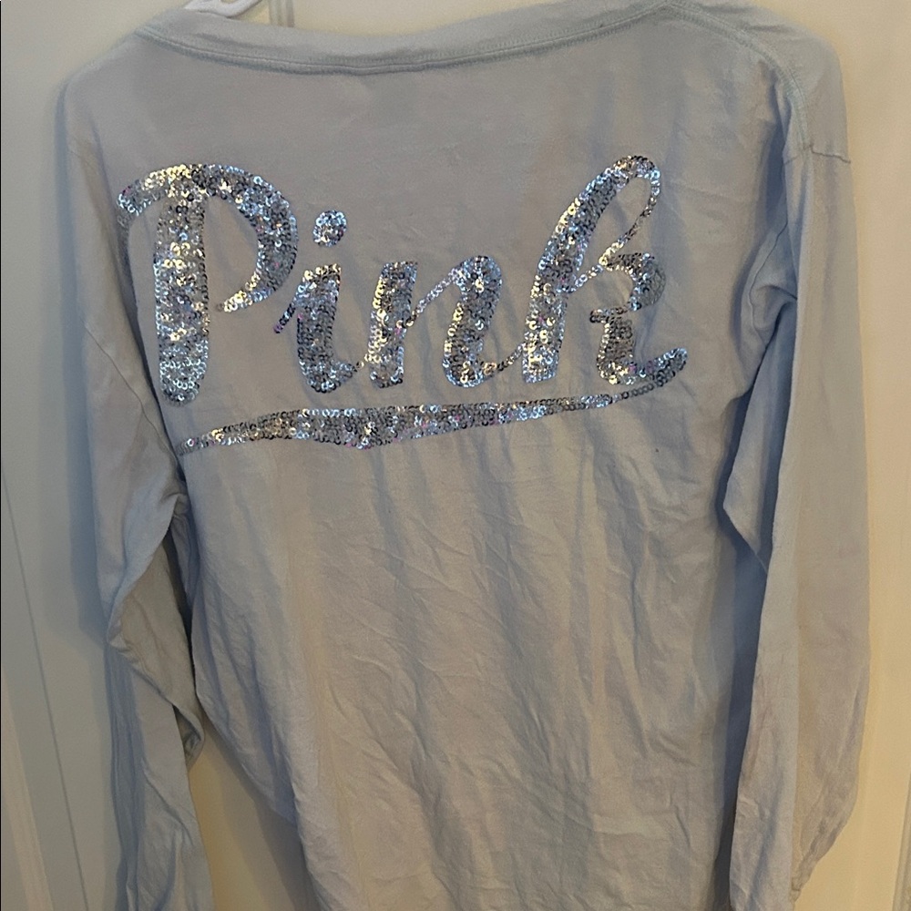 PINK Victoria's Secret Light Blue Long Sleeve Tee